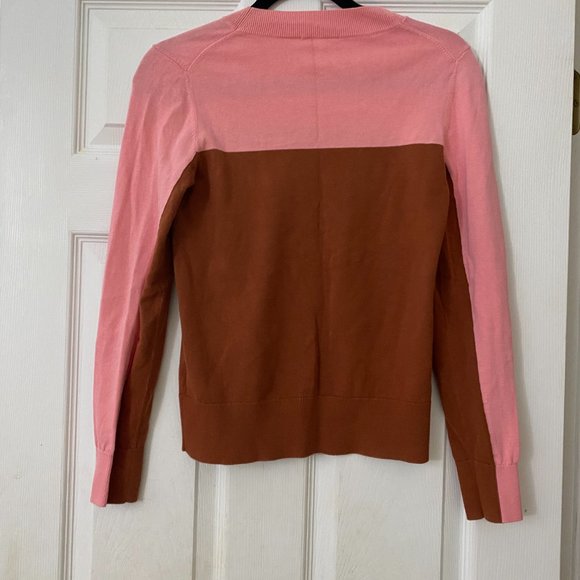 COS Pink and Brown Color Block Sweater 100% Cotton Size XS - Picture 5 of 6